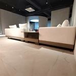 Modern Large-Scale Modular Sectional Sofa with Integrated Leather Side Tables, Premium Textured Fabric & Leather-Wrapped Base